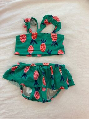 Hanna Anderson Green Pineapple Print Two-Piece Bikini